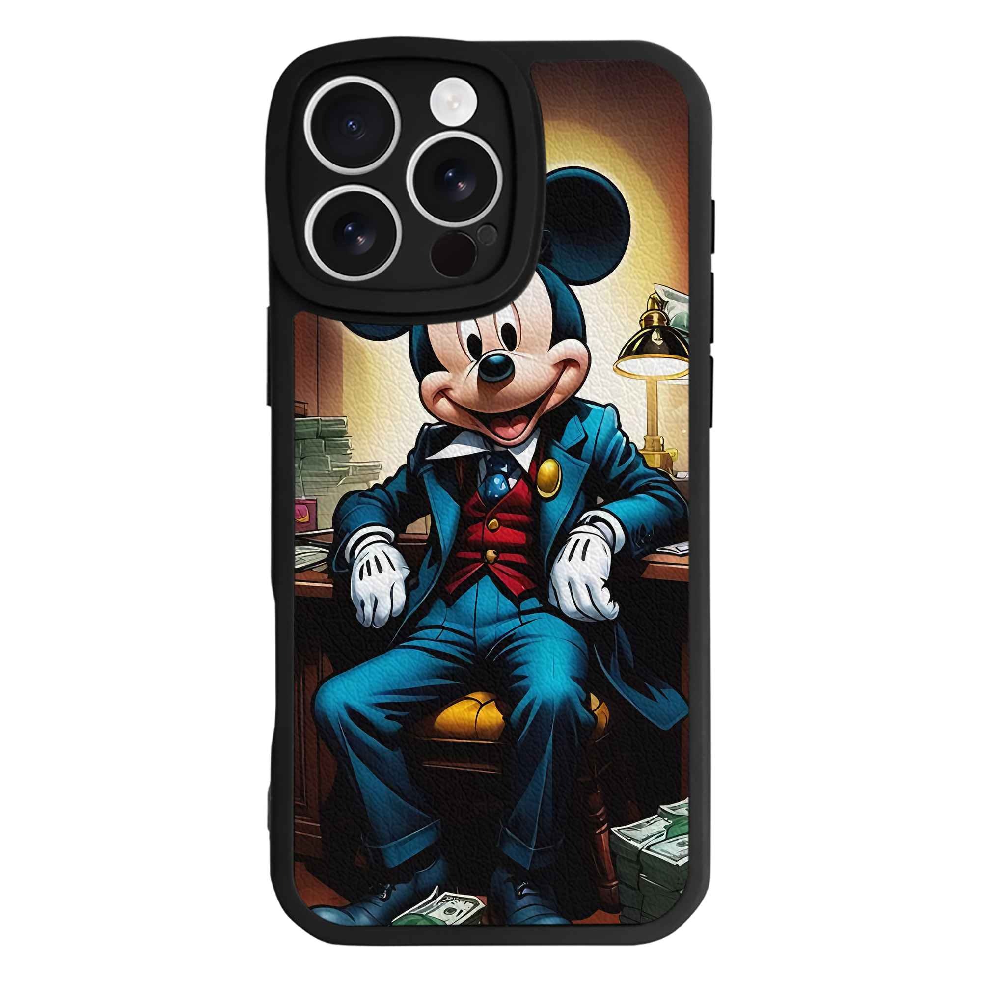 （画像用） ミッキーマウス Mickey Mouse 【iPhone 16シリーズ対応】シリコンスマホケース（レザー調） 材質：シリコン